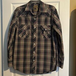 Coevals Club men’s plaid long sleeve pearl snap shirt size medium